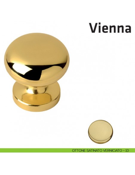 Pomolo fisso per porta Vienna Comit diametro 64 mm ottone satinato verniciato