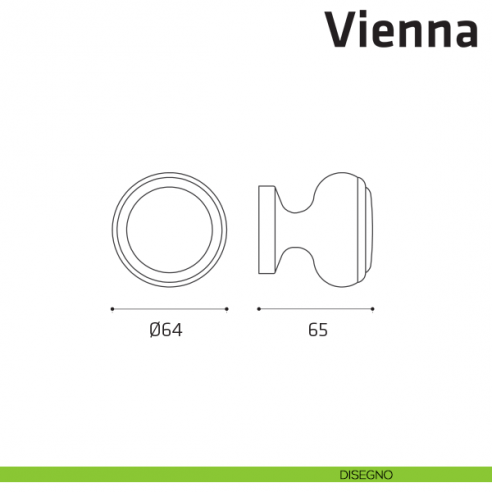 Pomolo fisso per porta Vienna Comit diametro 64 mm disegno
