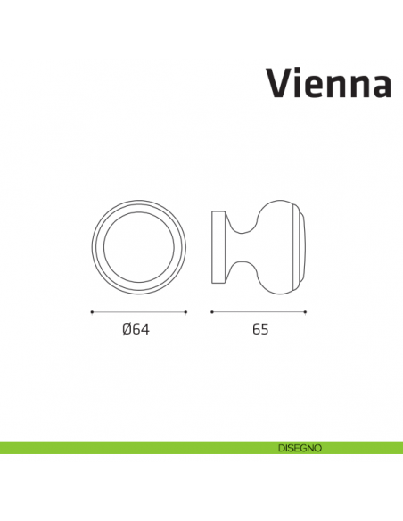 Pomolo fisso per porta Vienna Comit diametro 64 mm disegno