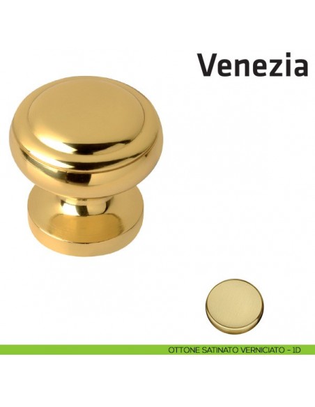 Pomolo fisso per porta Venezia Comit diametro 64 mm ottone satinato verniciato