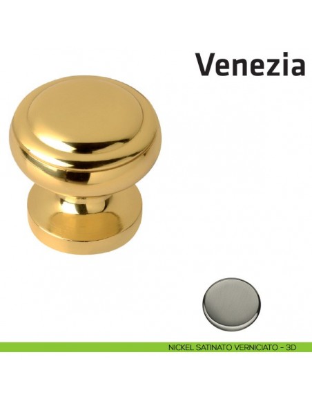 Pomolo fisso per porta Venezia Comit diametro 64 mm nickel satinato verniciato