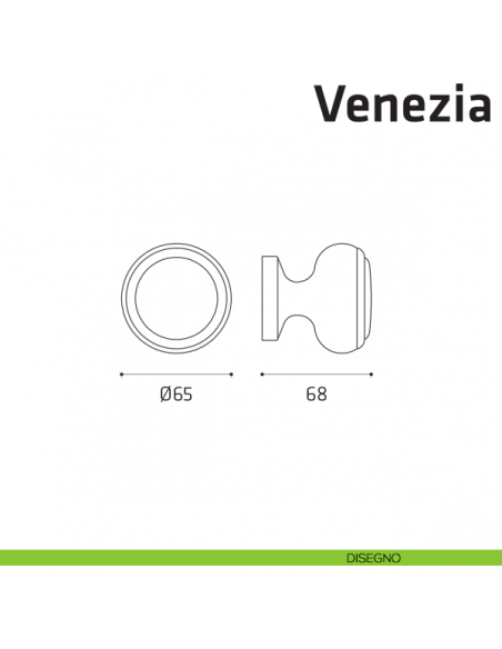 Pomolo fisso per porta Venezia Comit diametro 64 mm disegno