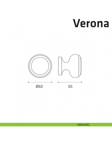 Pomolo fisso per porta Verona Comit diametro 60 mm disegno