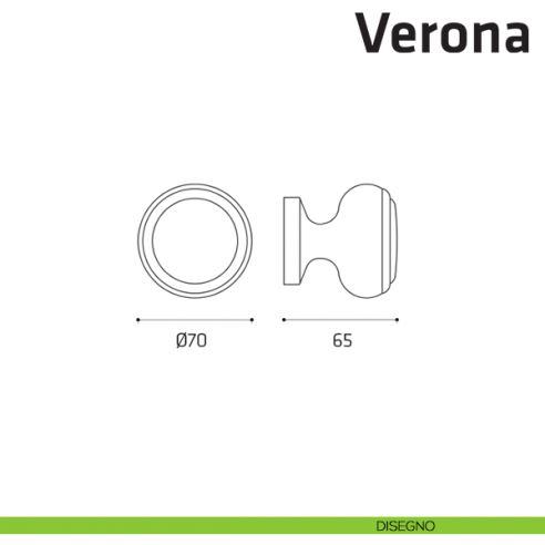 Pomolo fisso per porta Verona Comit diametro 70 mm disegno