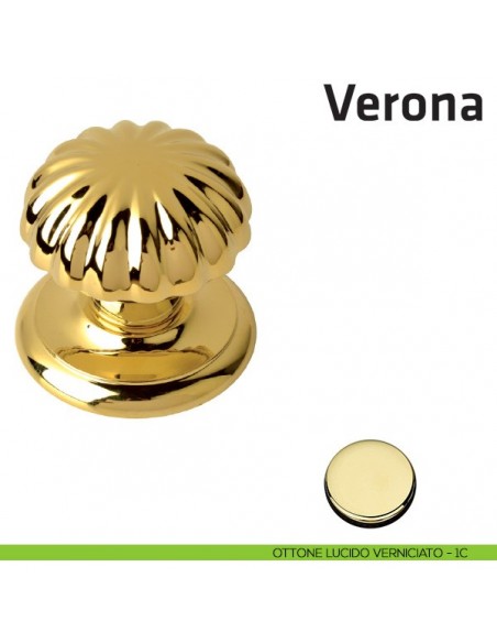 Pomolo fisso per porta Verona Comit diametro 80 mm ottone lucido verniciato