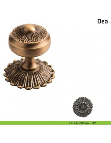 Pomolo fisso per porta Dea Comit diametro 65 mm ferro antico
