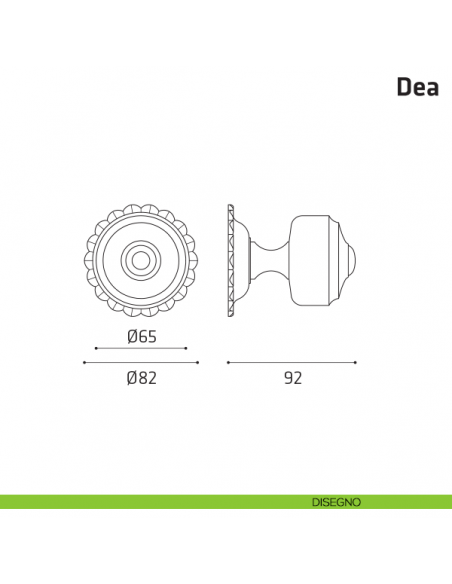 Pomolo fisso per porta Dea Comit diametro 65 mm disegno