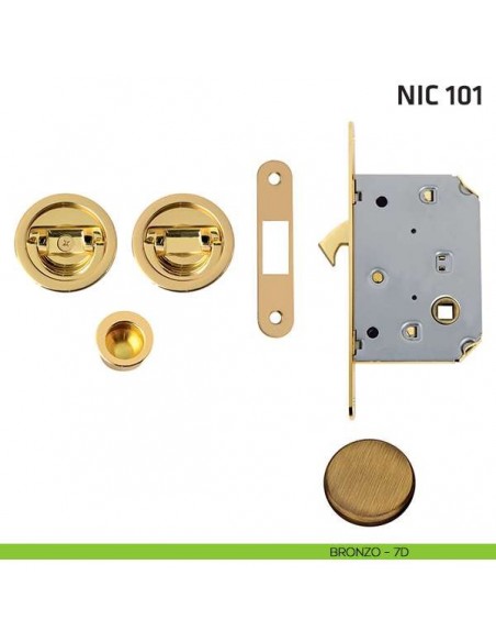 Kit tondo con doppio anello con trascinatore e serratura NIC 101 bronzo