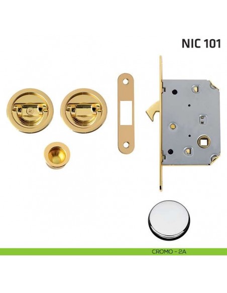Kit tondo con doppio anello con trascinatore e serratura NIC 101 cromo lucido