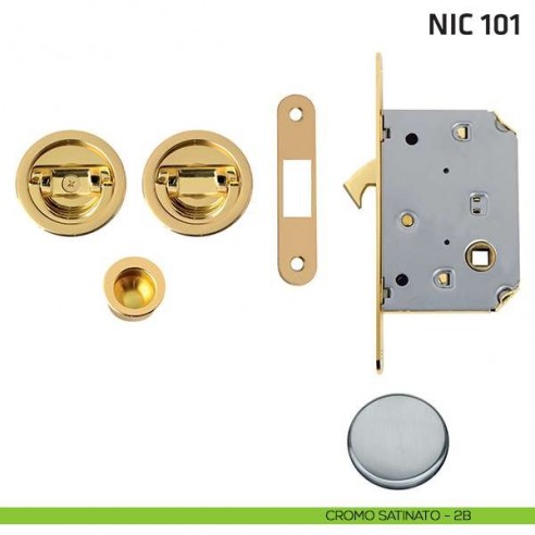 Kit tondo con doppio anello con trascinatore e serratura NIC 101 cromo satinato
