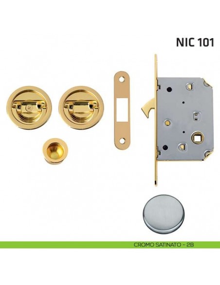 Kit tondo con doppio anello con trascinatore e serratura NIC 101 cromo satinato