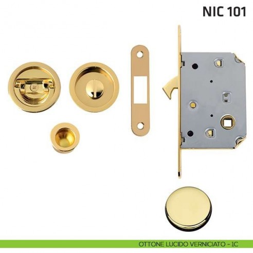 Kit tondo con anello + taglio vite con trascinatore e serratura NIC 101 ottone lucido verniciato