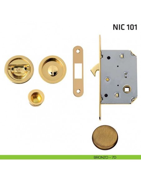 Kit tondo con anello + taglio vite con trascinatore e serratura NIC 101 bronzo