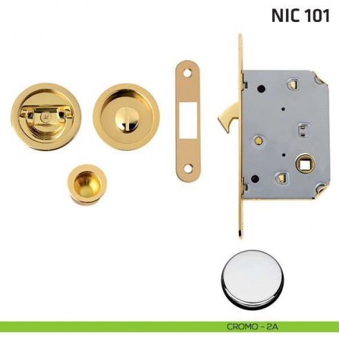 Kit tondo con anello + taglio vite con trascinatore e serratura NIC 101 cromo lucido