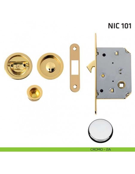 Kit tondo con anello + taglio vite con trascinatore e serratura NIC 101 cromo lucido