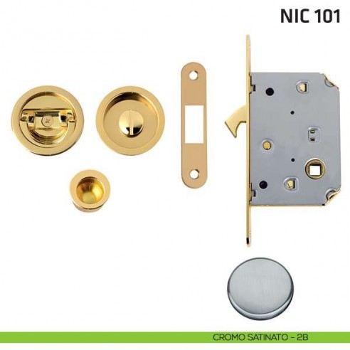 Kit tondo con anello + taglio vite con trascinatore e serratura NIC 101 cromo satinato