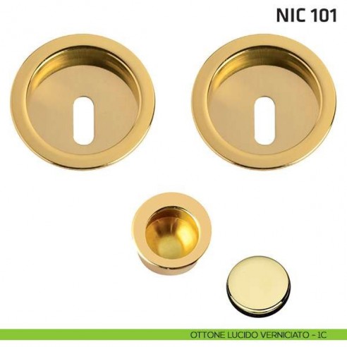 Kit tondo foro chiave + trascinatore NIC 101 ottone lucido verniciato