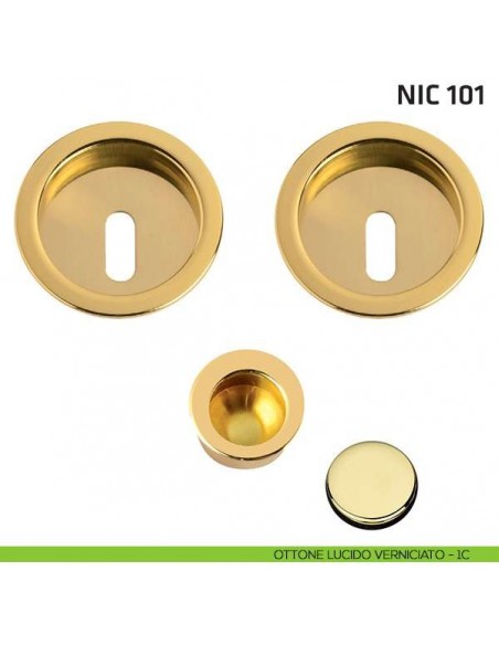 Kit tondo foro chiave + trascinatore NIC 101 ottone lucido verniciato