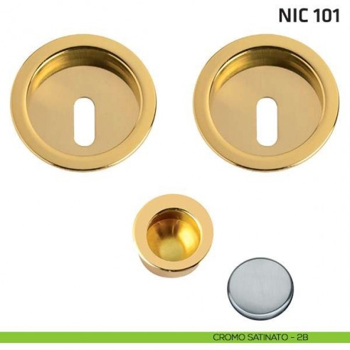 Kit tondo foro chiave + trascinatore NIC 101 cromo satinato