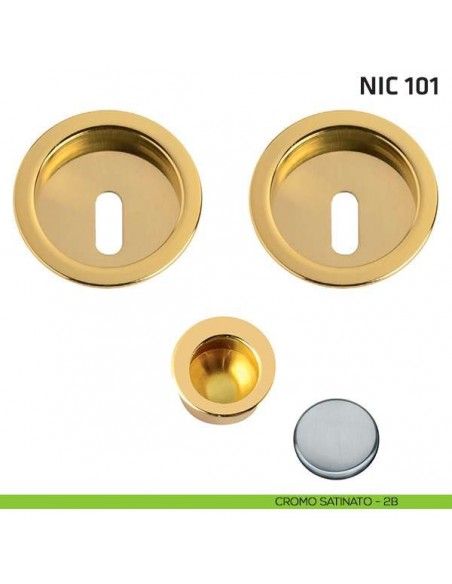Kit tondo foro chiave + trascinatore NIC 101 cromo satinato