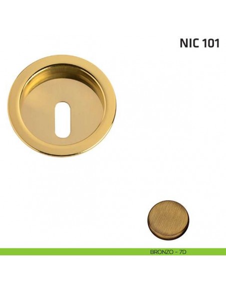 Maniglia incasso tonda foro chiave NIC 101 bronzo