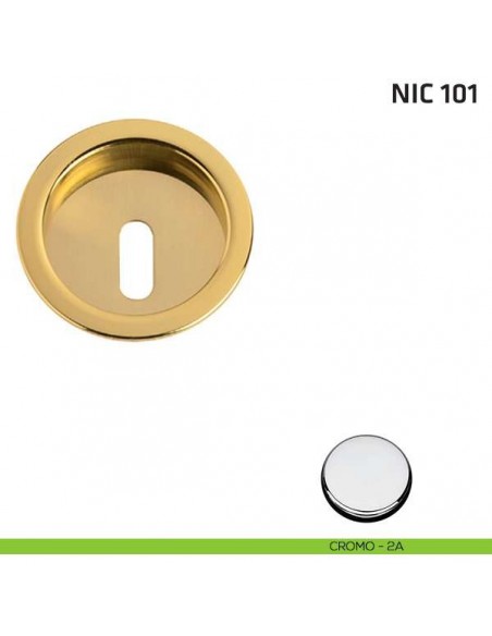 Maniglia incasso tonda foro chiave NIC 101 cromo lucido