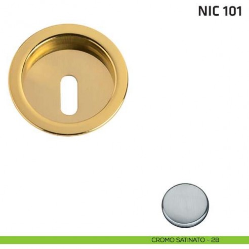 Maniglia incasso tonda foro chiave NIC 101 cromo satinato