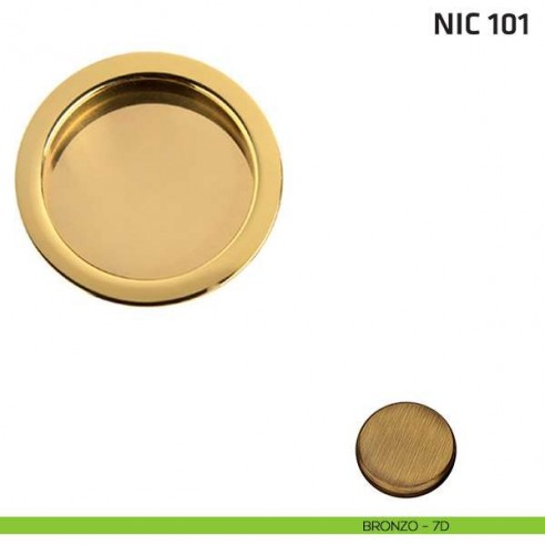 Maniglia incasso tonda cieca NIC 101 bronzo