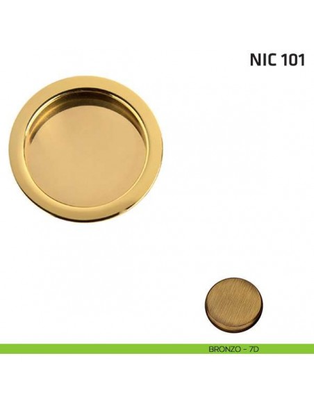 Maniglia incasso tonda cieca NIC 101 bronzo