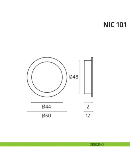 Maniglia incasso tonda cieca NIC 101 disegno