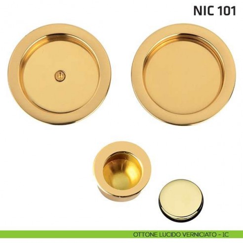 Kit tondo cieco con vite + trascinatore NIC 101 ottone lucido verniciato