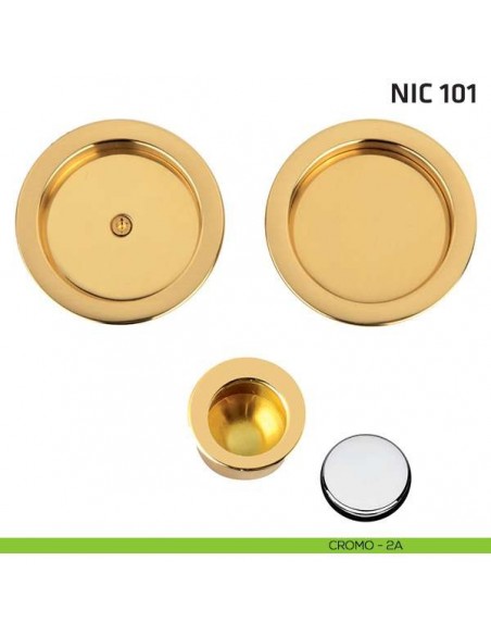 Kit tondo cieco con vite + trascinatore NIC 101 cromo lucido