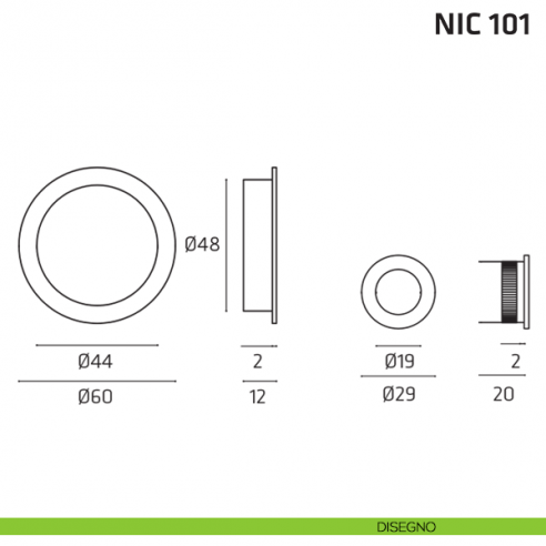 Kit tondo cieco con vite + trascinatore NIC 101 disegno