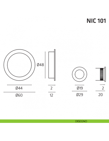 Kit tondo cieco con vite + trascinatore NIC 101 disegno