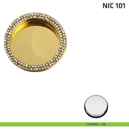 Maniglia incasso tonda cieca con Swarovski NIC 101 cromo lucido