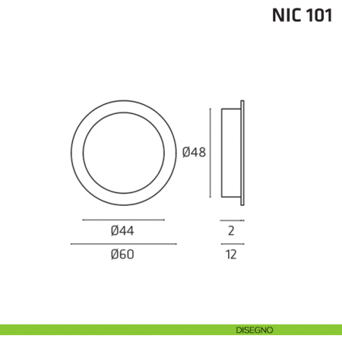 Maniglia incasso tonda cieca con Swarovski NIC 101 disegno