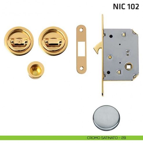 Kit tondo con doppio anello con trascinatore e serratura NIC 102 cromo satinato