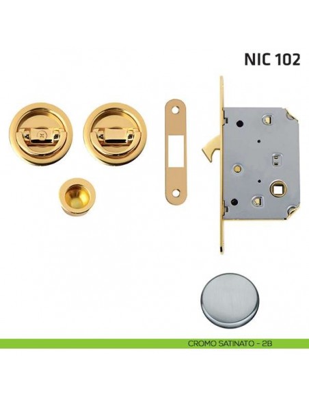 Kit tondo con doppio anello con trascinatore e serratura NIC 102 cromo satinato