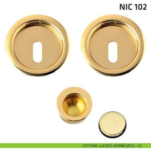 Kit tondo foro chiave + trascinatore NIC 102 ottone lucido verniciato