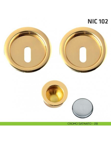 Kit tondo foro chiave + trascinatore NIC 102 cromo satinato