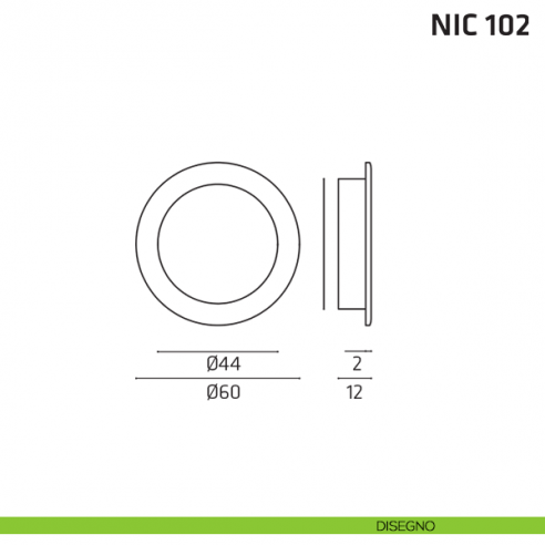 Maniglia incasso tonda cieca NIC 102 disegno