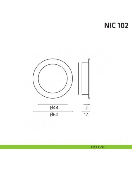 Maniglia incasso tonda cieca NIC 102 disegno