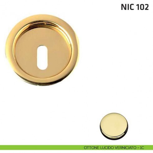 Maniglia incasso tonda foro chiave NIC 102 ottone lucido verniciato