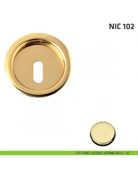 Maniglia incasso tonda foro chiave NIC 102 ottone lucido verniciato