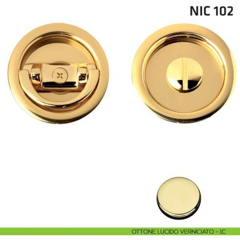 Kit tondo con anello + taglio vite NIC 102 ottone lucido verniciato