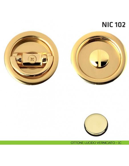 Kit tondo con anello + taglio vite NIC 102 ottone lucido verniciato
