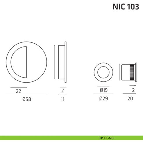 Kit tondo cieco mezzaluna + trascinatore NIC 103 disegno
