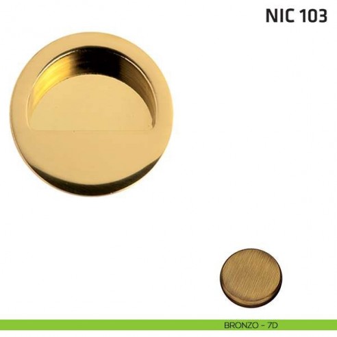 Maniglia incasso tonda cieca mezzaluna NIC 103 bronzo