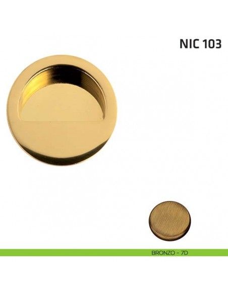 Maniglia incasso tonda cieca mezzaluna NIC 103 bronzo