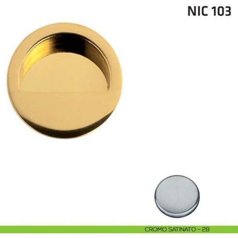 Maniglia incasso tonda cieca mezzaluna NIC 103 cromo satinato